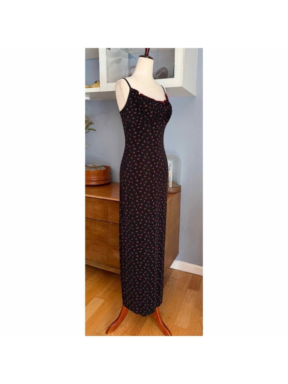Vtg 90s Krizia d. Floral Maxi Empire Waist Dress Sz S/M Grunge Whimsigoth Y2K